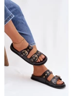 Dámské žabky se zlatými přezkami Eko kůže Černé Bellarya