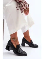 Pohodlné kožené lodičky černé Damira