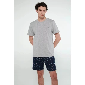 Pánské pyžamo model 19377135 Šedá / Tmavě modrá - Vamp