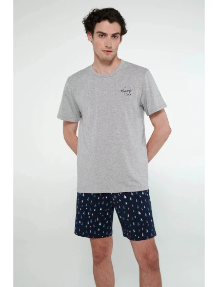 Pánské pyžamo 20910 Šedá / Tmavě modrá - Vamp