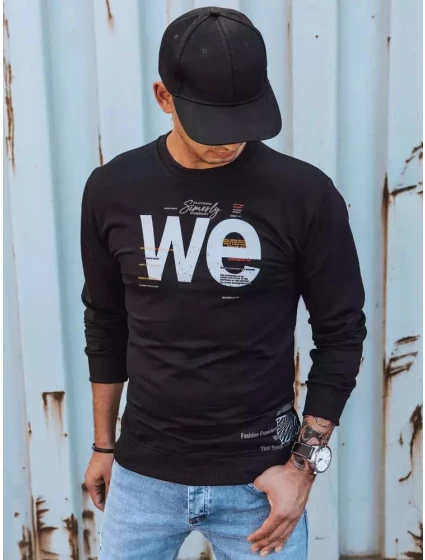 Pánská mikina s potiskem černá FashionStreet BX5365