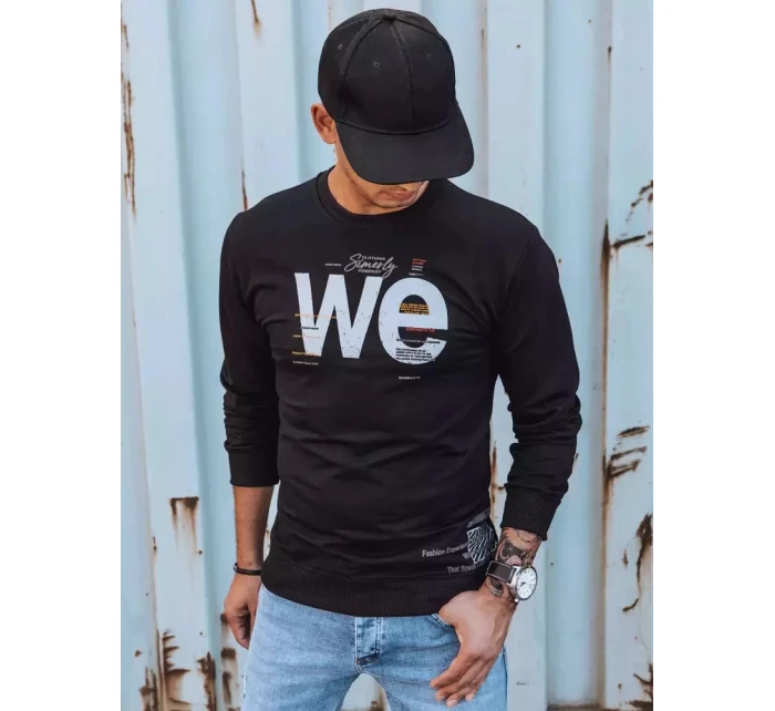 Pánská mikina s potiskem černá FashionStreet BX5365