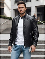 Pánská přechodná kožená bunda černá FashionStreet TX4732