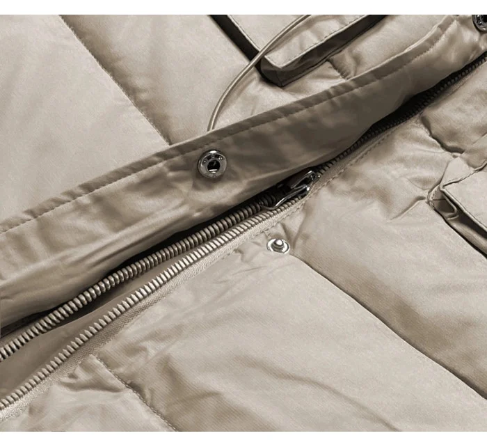 Béžová péřová dámská zimní bunda (CAN-865)