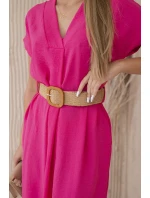 Šaty s ozdobným páskem růžové