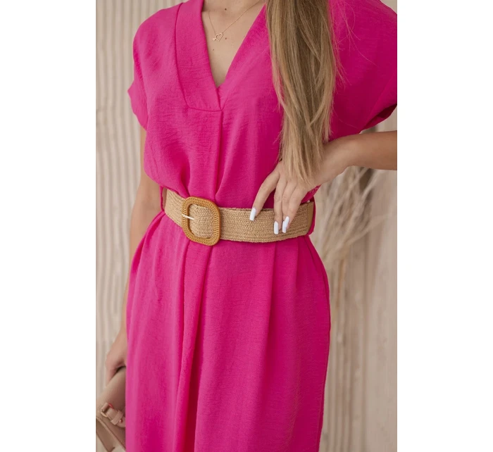 Šaty s ozdobným páskem růžové