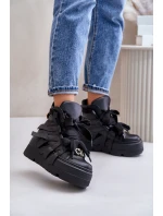 Kožené Dámské Sneakersy Na Masivní Platformě model 21673898 Černé - CheBello