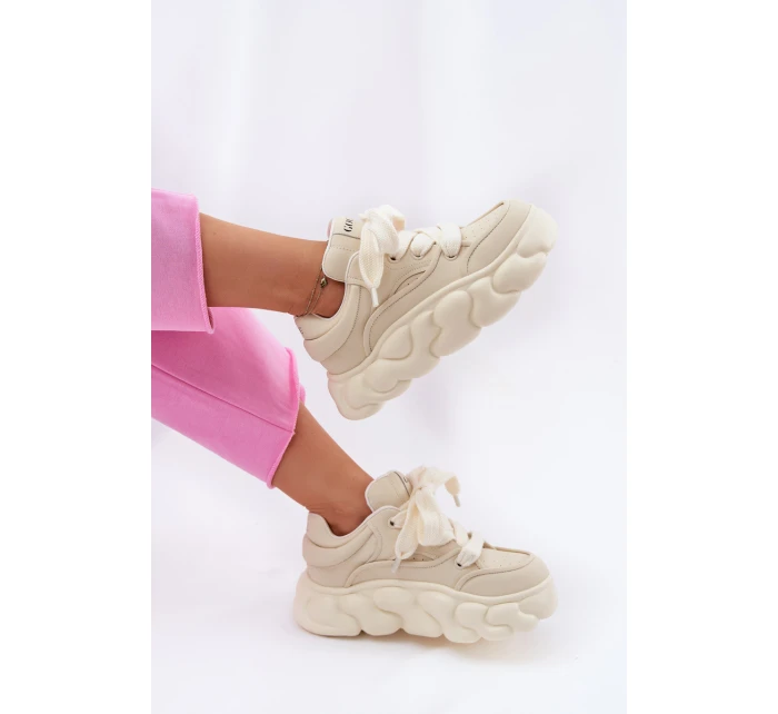 Dámské Kožené Tenisky Na Masivní Platformě GOE RR2N4043 Béžové