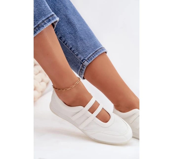 Sportovní dámské baleríny S Paskami Bílé Farvessa Sportovní dámské baleríny S Paskami Bílé Farvessa