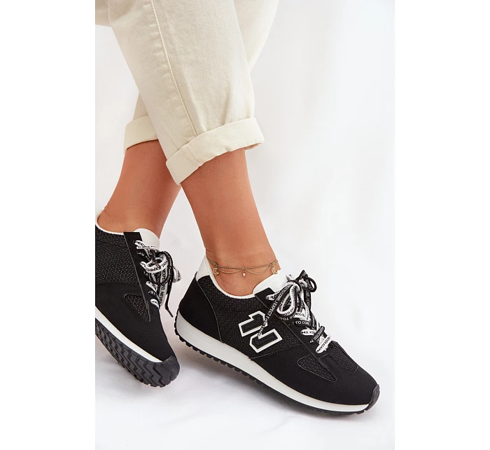 Dámské tenisky s ozdobným šněrováním Černé model 22039815 - Boto