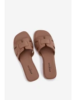 Dámské pantofle na nízkém podpatku – tmavě béžové Lorania