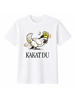 Dámské bavlněné tričko s potiskem - KAKAT DU - bílé Dámské bavlněné tričko s potiskem - KAKAT DU - bílé