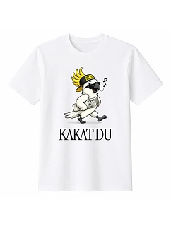 Dámské bavlněné tričko s potiskem - KAKAT DU - bílé