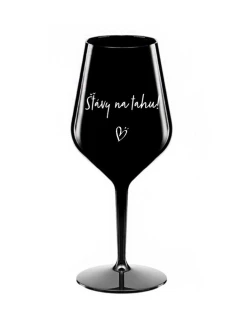 ŠŤÁVY NA TAHU! - černá nerozbitná sklenice na víno 470 ml