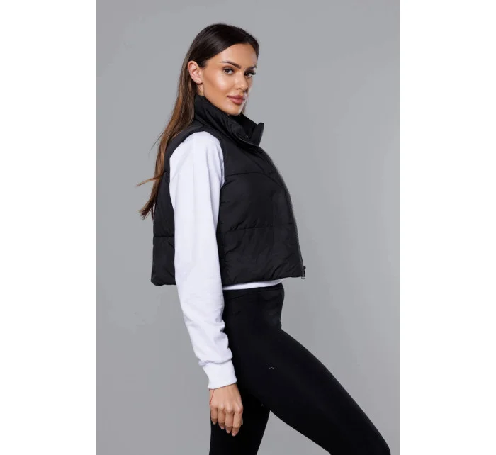 Krátká černá vesta se stojáčkem model 18266810 - J.STYLE Krátká černá vesta se stojáčkem model 18266810 - J.STYLE