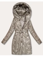 Béžový dámský prošívaný kabát s páskem S'West (B8508-12) Béžový dámský prošívaný kabát s páskem S'West (B8508-12)