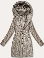 Dámský prošívaný kabát s páskem S'West beige (B8508-12)
