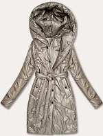 Dámský prošívaný kabát s páskem S'West beige (B8508-12)