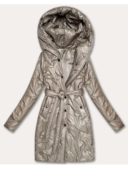 Béžový dámský prošívaný kabát s páskem S'West (B8508-12) Béžový dámský prošívaný kabát s páskem S'West (B8508-12)