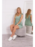 Šaty s volánky na bocích tmavě mátové barvy Šaty s volánky na bocích tmavě mátové barvy