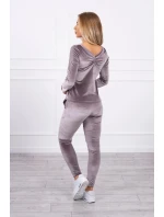 Velurová souprava s řasením na zadní straně šedá