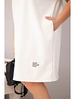 Dámské šaty Plus Size s krátkým rukávem a kapsami ecru