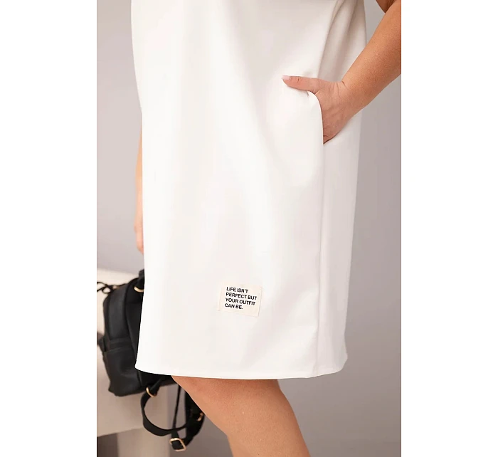 Dámské šaty Plus Size s krátkým rukávem a kapsami ecru