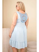 Dámské šaty plus size z viskózy s krajkou bez rukávů modré Dámské šaty plus size z viskózy s krajkou bez rukávů modré