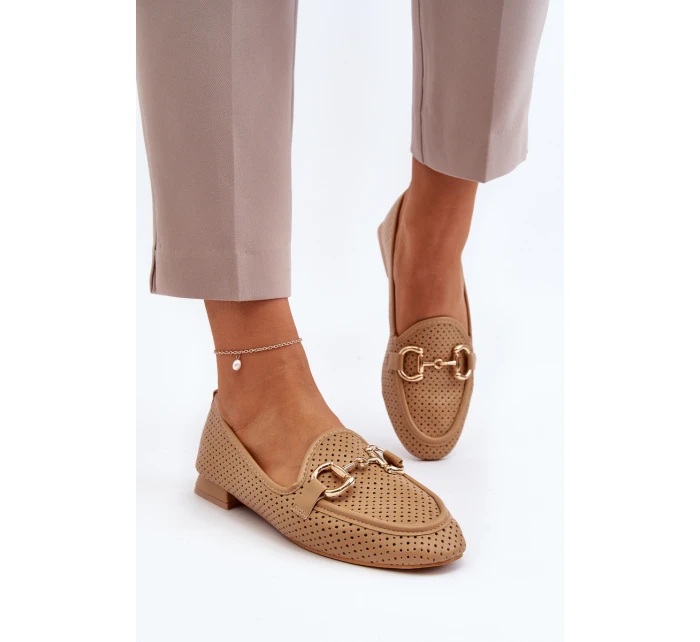 Dámské mokasíny na ploché podrážce s ozdobou Camel model 21650946 - Boto Dámské mokasíny na ploché podrážce s ozdobou Camel model 21650946 - Boto