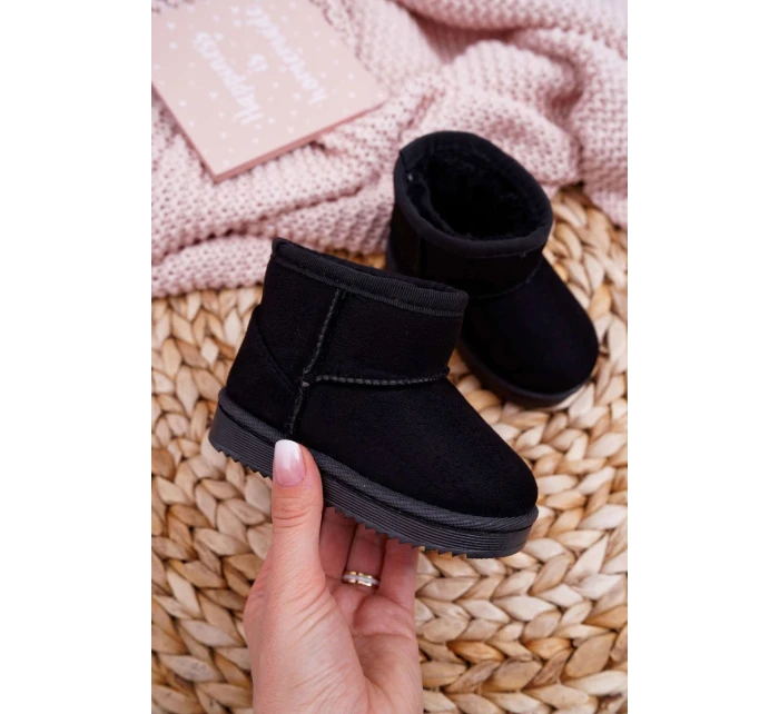 Dětské Teplé Sněhule Semišové černé Gooby Dětské Teplé Sněhule Semišové černé Gooby