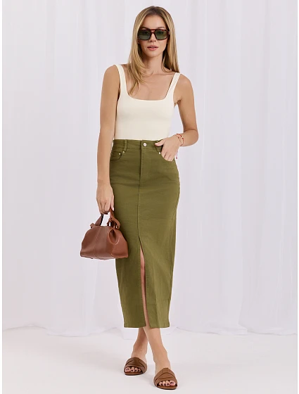 Spódnica HM SD model 22174492 khaki - FPrice Spódnica HM SD model 22174492 khaki - FPrice