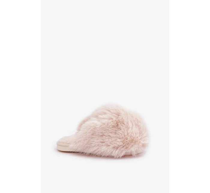 Futrzane Dámské Pantofle Světle béžové Wladisa Futrzane Dámské Pantofle Světle béžové Wladisa