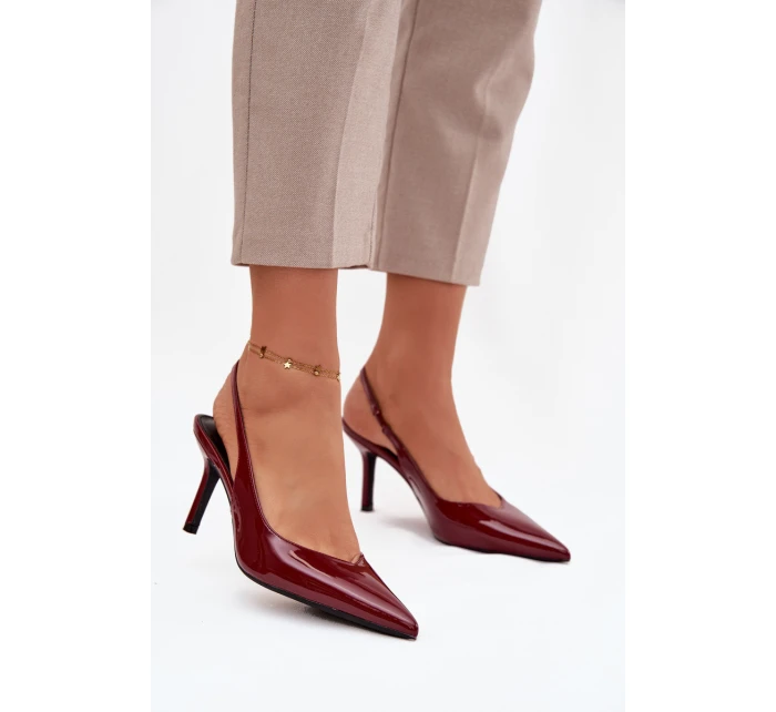 Dámské lakované lodičky na jehlovém podpatku Phelia – bordové Dámské lakované lodičky na jehlovém podpatku Phelia – bordové