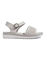Praktické dámské  sandály šedo-stříbrné platforma