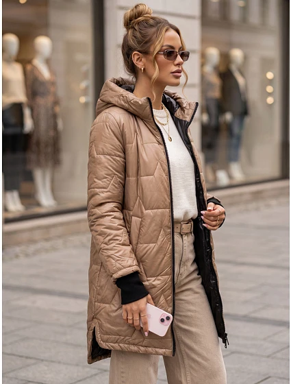 kurtka damska przejściowa z kapturem beżowa model 22346172 - FashionStreet kurtka damska przejściowa z kapturem beżowa model 22346172 - FashionStreet