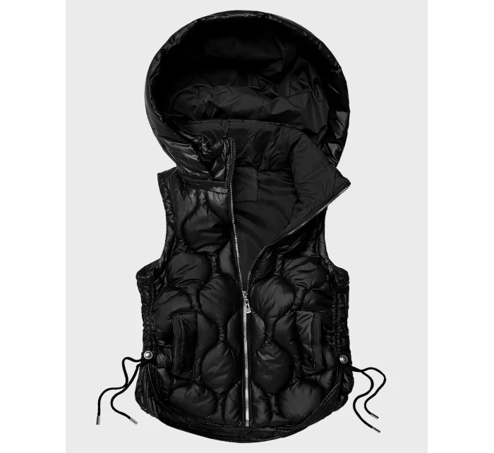 Černá prošívaná dámská vesta se stahovacími boky model 21483421 - J.STYLE