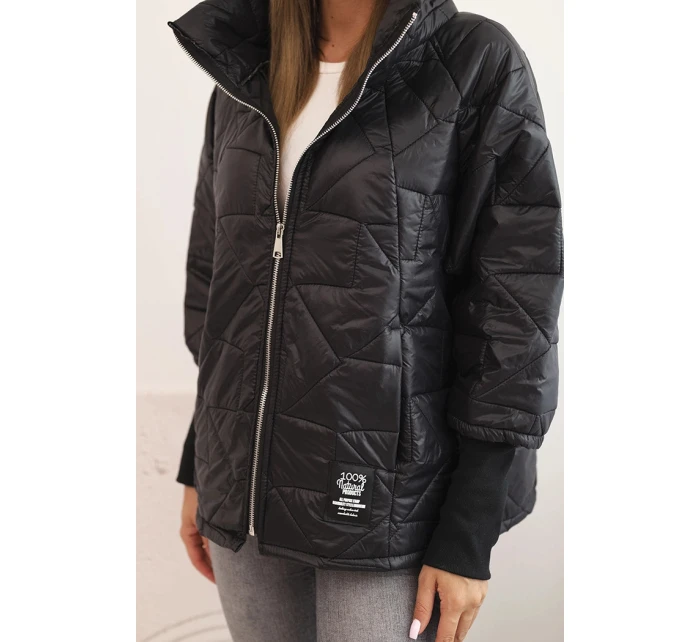 Dámská prošívaná bunda s krátkým střihem a stojáčkem černá