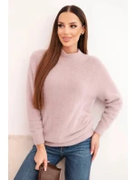 Dámský svetr z vlny s model 21780799 texturou a dlouhým rukávem béžový - K-Fashion