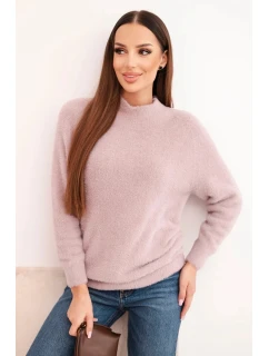 Dámský svetr z vlny s model 21780799 texturou a dlouhým rukávem béžový - K-Fashion