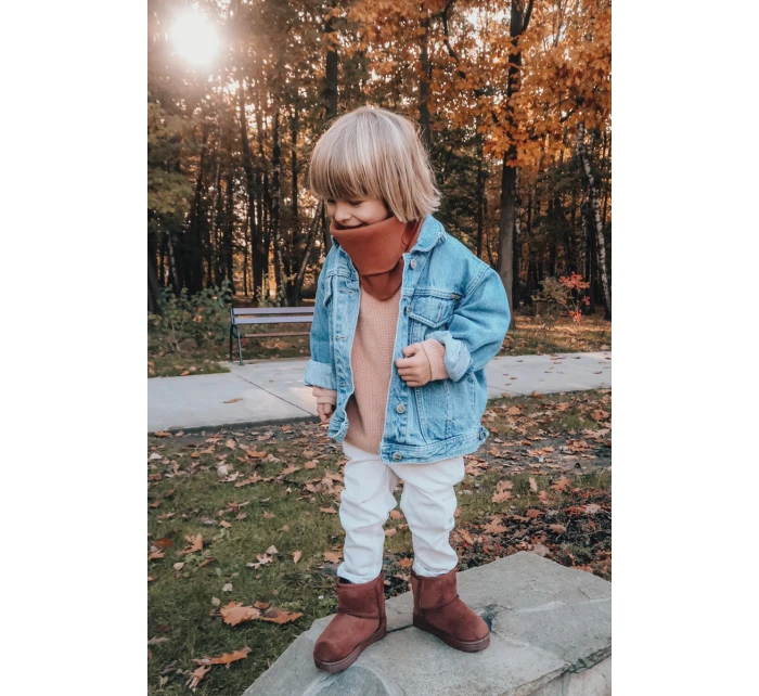 Dětské Teplé Sněhule Semišové Hnědé model 21564106 - Boto Dětské Teplé Sněhule Semišové Hnědé model 21564106 - Boto