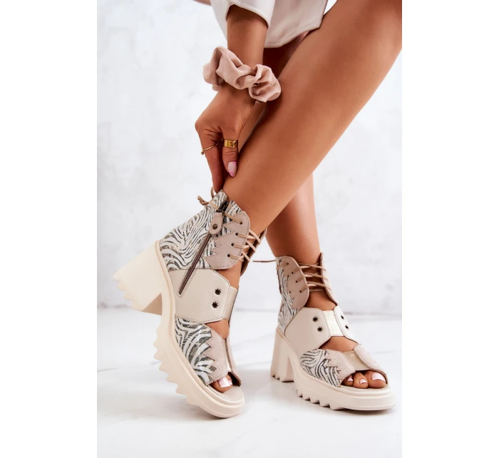 Kožené kozačky Maciejka 05321-04 Béžová