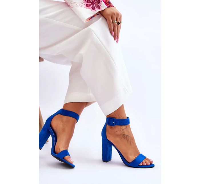 Semišové sandály na vysokém podpatku Tmavě modrá model 21619373 - Boto Semišové sandály na vysokém podpatku Tmavě modrá model 21619373 - Boto