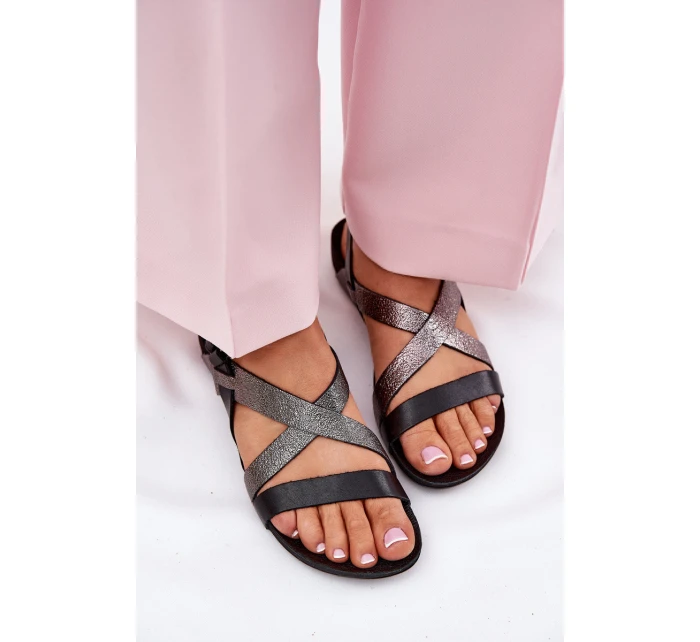 Plné Kožené Sandály Dámské Zazoo 40032 Černé