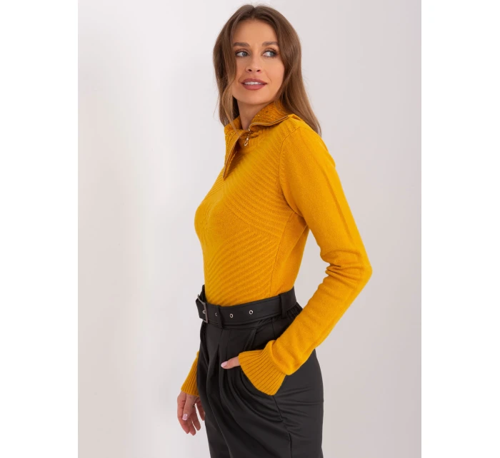 Sweter PM SW model 21219736 ciemny żółty - FPrice Sweter PM SW model 21219736 ciemny żółty - FPrice