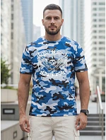 Tshirt męski moro z nadrukiem niebieski model 22217650 - FashionStreet