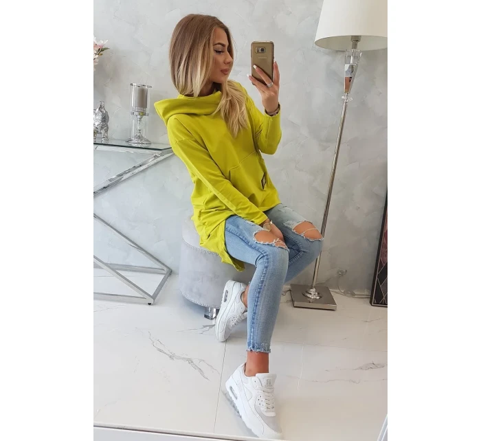 Mikina s dlouhými zády a kapucí kiwi Mikina s dlouhými zády a kapucí kiwi