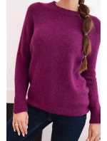 Dámský svetr z baby alpaky s dlouhým rukávem tmavě fialový