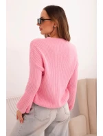 Svetr dámský z baby alpaky s bufí rukávy jasně růžový