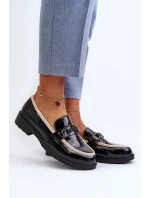 Dámské lakované polobotky mokasíny S.Barski HY336A černé