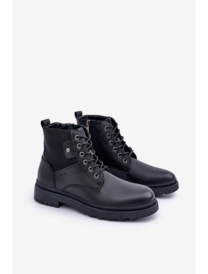 Kožené Zateplené Kotníkové Boty Pánské Big Star model 21675410 Černé - Big Star Shoes